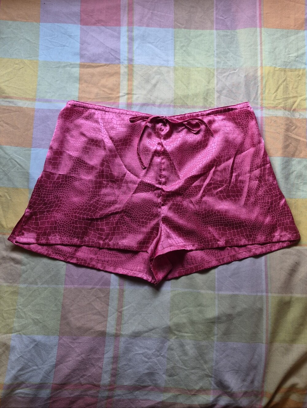 La SENZA Fuchsia Satin Sleep Shorts with Drawstring